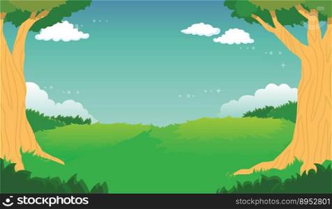 Green forest landscape background vector image
