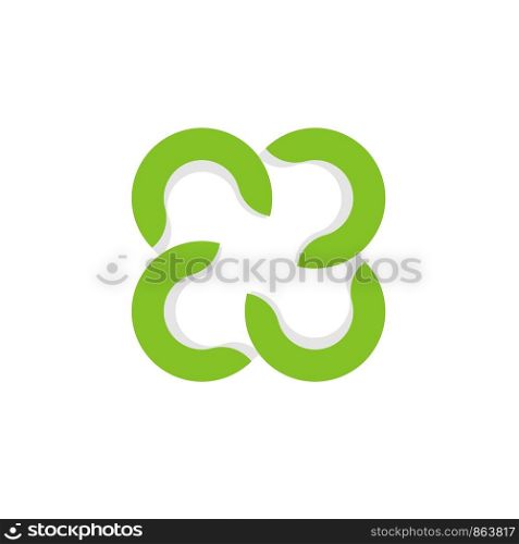 Green Four Leaf Abstract Logo Template Illustration Design. Vector EPS 10.