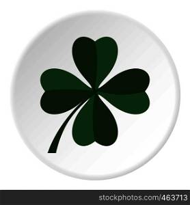 Green four leaf clover icon in flat circle isolated vector illustration for web. Green four leaf clover icon circle