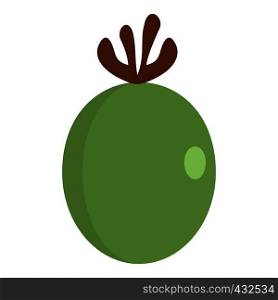 Green fresh feijoa fruit icon flat isolated on white background vector illustration. Green fresh feijoa fruit icon isolated