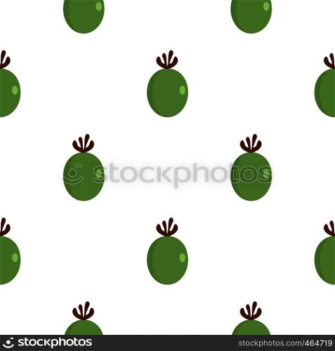Green fresh feijoa fruit pattern seamless flat style for web vector illustration. Green fresh feijoa fruit pattern flat