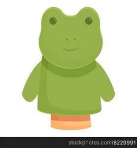Green frog puppet icon cartoon vector. Theater show. Stage sock. Green frog puppet icon cartoon vector. Theater show