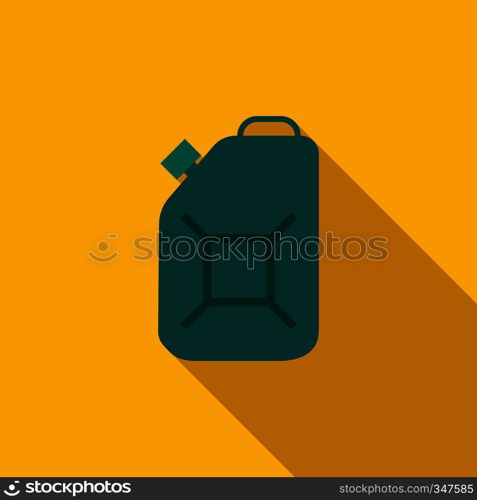 Green fuel canister icon in flat style on a yellow background. Green fuel canister icon, flat style