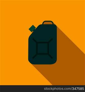 Green fuel canister icon in flat style on a yellow background. Green fuel canister icon, flat style