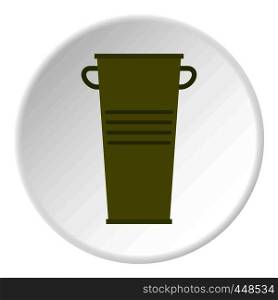 Green garbage tank with handles icon in flat circle isolated vector illustration for web. Green garbage tank with handles icon circle