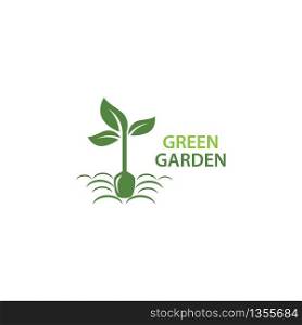 Green garden green leaf ecology logo vector design