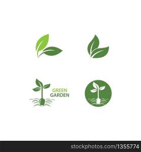 Green garden green leaf ecology logo vector design