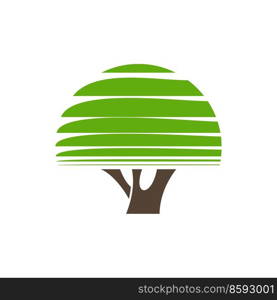 Green garden tree icon. Environment, ecology and botany vector symbol, nature minimalist pictogram or geometric symbol. Park or forest tree with round green crown and branches. Ecology and nature icon, green garden tree