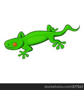 Green gecko lizard icon. Cartoon illustration of gecko lizard vector icon for web design. Green gecko lizard icon, cartoon style