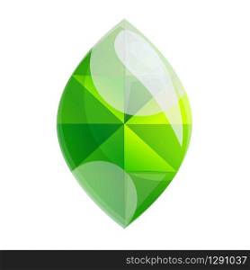 Green gem icon. Cartoon of green gem vector icon for web design isolated on white background. Green gem icon, cartoon style