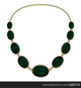 Green gemstone necklace icon. Cartoon of green gemstone necklace vector icon for web design isolated on white background. Green gemstone necklace icon, cartoon style