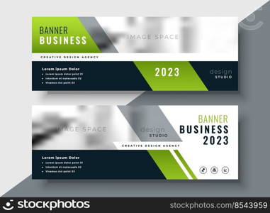 green geometric business banner with image space