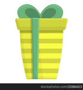 Green gift box icon cartoon vector. Christmas present. Ribbon bow. Green gift box icon cartoon vector. Christmas present