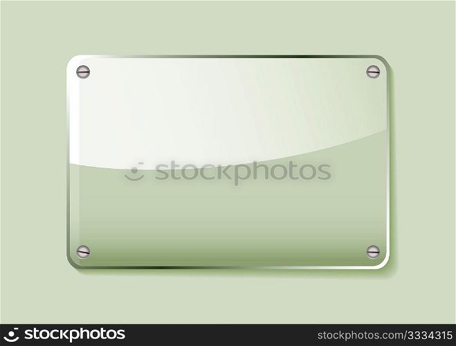 Green glass business name plate transparent with green background