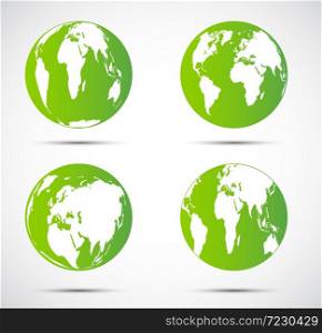 Green globe Beautiful shadow on black background.vector illustration