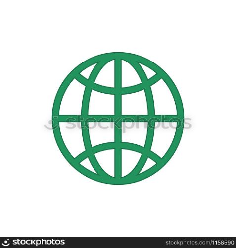 Green globe eco icon vector isolated on white background