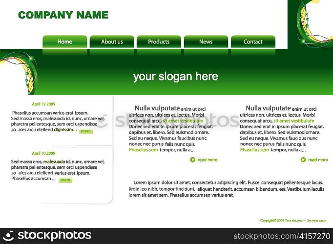 green glossy website template vector illustration