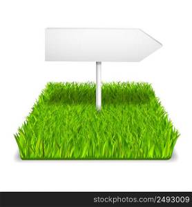 Green grass arrow realistic isolated vector illustration