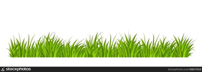 Green grass border flat style design. Cartoon summer green grass nature landscape field. Vector illustration