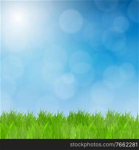 Green Grass Field and Blue Sky Natural Background. Vector Illustration EPS10. Green Grass Field and Blue Sky Natural Background. Vector Illustration