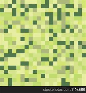 Green grass pixel texture. Abstract geometric square shape blocks background. Old game art mosaic pattern.