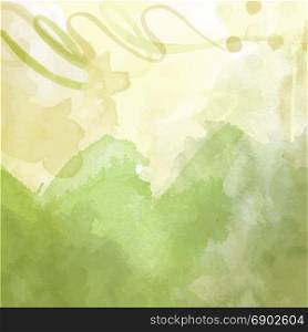 green hand drawn watercolor background, vector