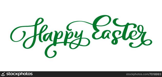 Green Happy Easter handwritten lettering text. Text typography design for greeting cards and poster. Design template celebration. Vector illustration.. Green Happy Easter handwritten lettering text. Text typography design for greeting cards and poster. Design template celebration. Vector illustration