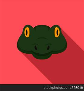Green head snake icon. Flat illustration of green head snake vector icon for web design. Green head snake icon, flat style