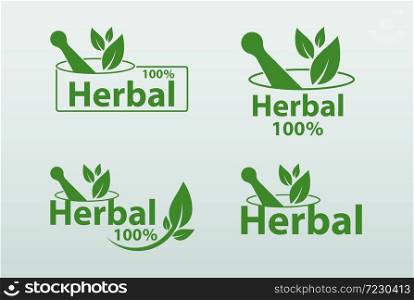 green herbal logo template,herbal 100 on white background