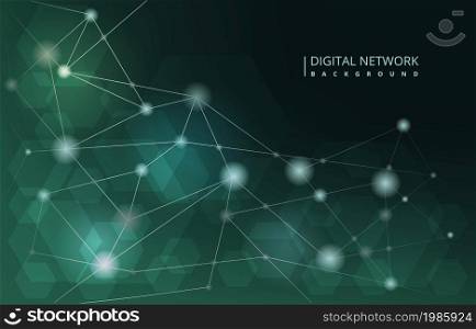 Green Hexagon Digital Network Connection Internet Technology Background