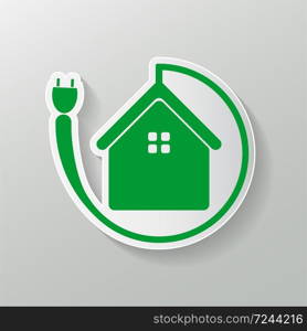 Green home concept isolated on white background,Vector illustration