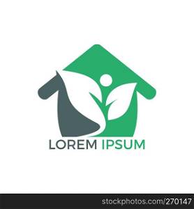 Green home energy protection vector logo design. Eco house, home care logo Designs.