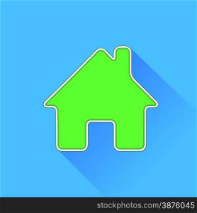 Green Home Icon Isolated on Blue Background.. Green Home Icon