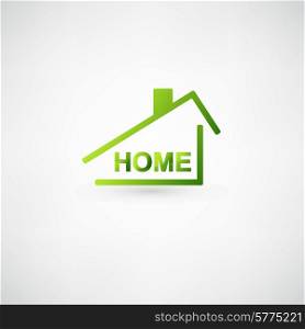 Green home icon on white background