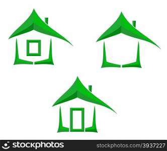 Green home icon. Vector