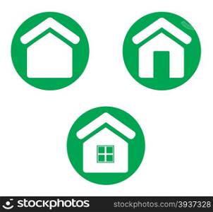 Green home icon. Vector