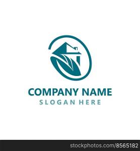 Green home logo friendly creative ecology simple design template