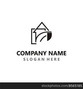 Green home logo friendly creative ecology simple design template