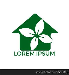 Green home with leaf vector design.