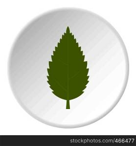 Green hornbeam leaf icon in flat circle isolated on white background vector illustration for web. Green hornbeam leaf icon circle