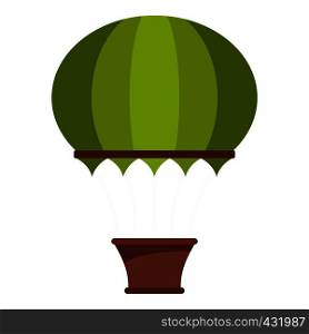 Green hot air balloon icon flat isolated on white background vector illustration. Green hot air balloon icon isolated