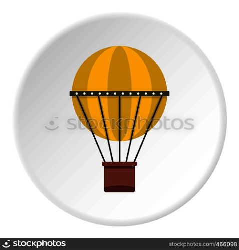 Green hot air balloon icon in flat circle isolated on white vector illustration for web. Green hot air balloon icon circle