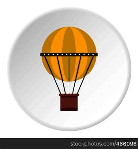 Green hot air balloon icon in flat circle isolated on white vector illustration for web. Green hot air balloon icon circle