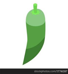 Green hot paprika icon. Isometric of Green hot paprika vector icon for web design isolated on white background. Green hot paprika icon, isometric style