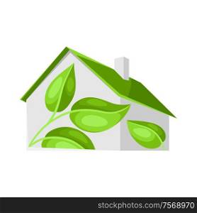 Green house concept illustration. Energy conservation and ecology natural materials.. Green house concept illustration.