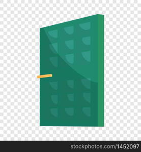 Green house door icon. Cartoon illustration of door vector icon for web design. Green house door icon, cartoon style