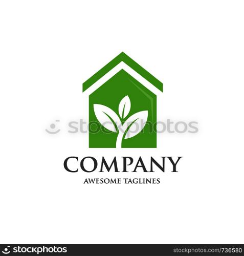 Green house logo, eco house Logo building and real estate company