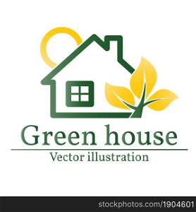 Green house logo. Eco house. Vector.