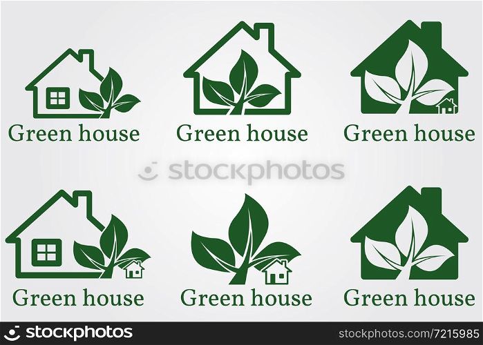 Green house logo. Eco house. Vector illustration.