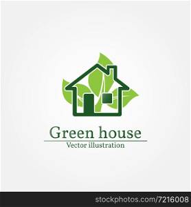 Green house logo. Energy saving concept. Vector illustration.